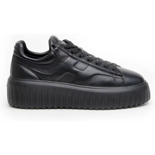 Schwarze Leder H-Stripes Sneakers , Damen, Größe: 38 EU - Hogan - Modalova