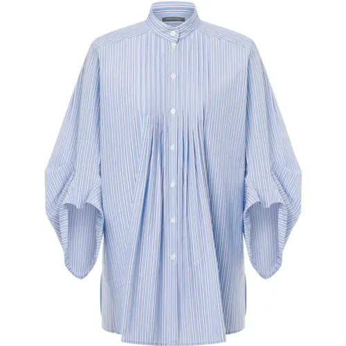Vertical Stripe Cotton Shirt , female, Sizes: L - alberta ferretti - Modalova