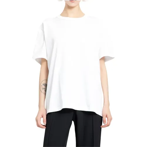 Weißes Puff Logo T-Shirt mit gebundenem Hals , Damen, Größe: 2XS - alexander wang - Modalova