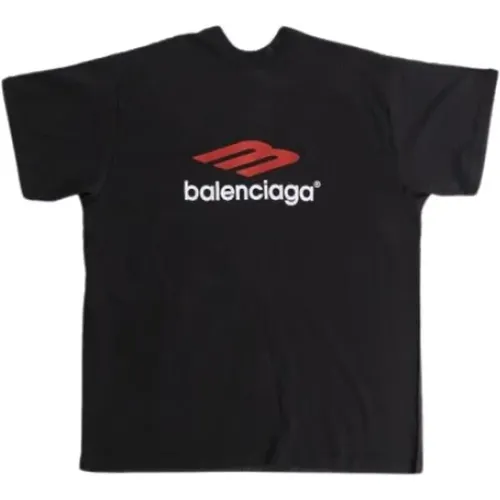 Oversized T-shirt mit Doppel-Logo - Balenciaga - Modalova