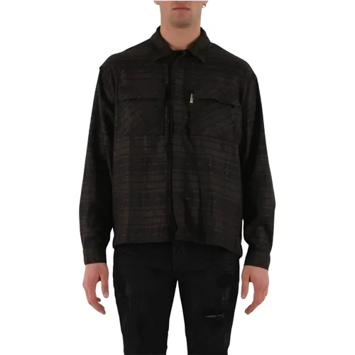 Flannel Shirt with Hidden Buttons and Chest Pockets , male, Sizes: L, XL, M - Represent - Modalova