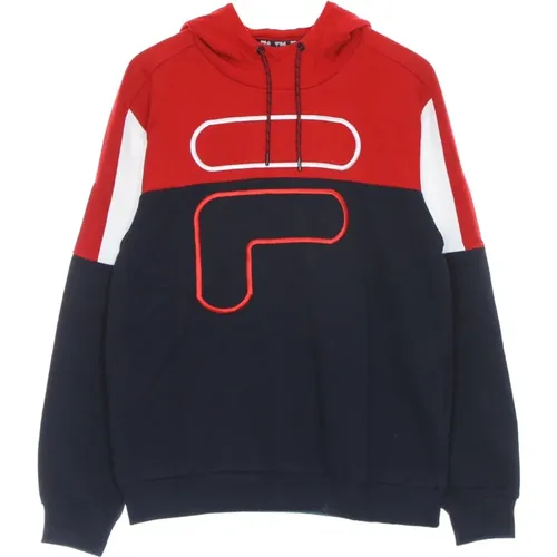 Blockierter Leichter Hoodie Schwarz/Rot/Weiß , Herren, Größe: S - Fila - Modalova