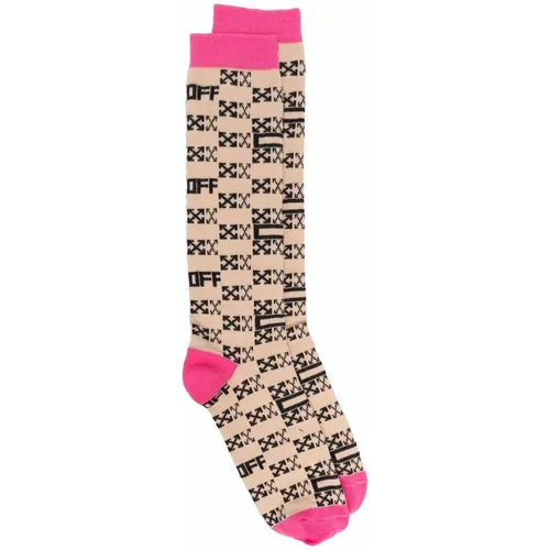 Monogram Logo Long Socks /Black , female, Sizes: ONE SIZE - Off White - Modalova