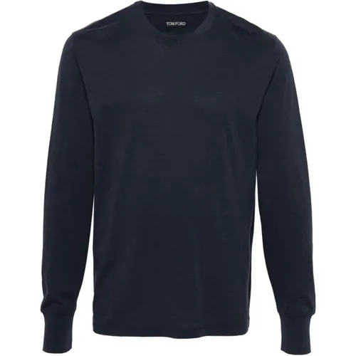 Lyocell/Cotton Crew Neck Sweatshirt , male, Sizes: M, XL, 2XL, L, 3XL - Tom Ford - Modalova