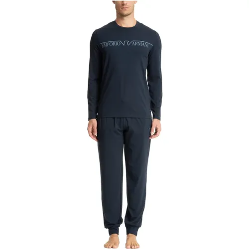 Kordelzug Pyjama Set, Gemustert & Einfarbig , Herren, Größe: L - Emporio Armani - Modalova