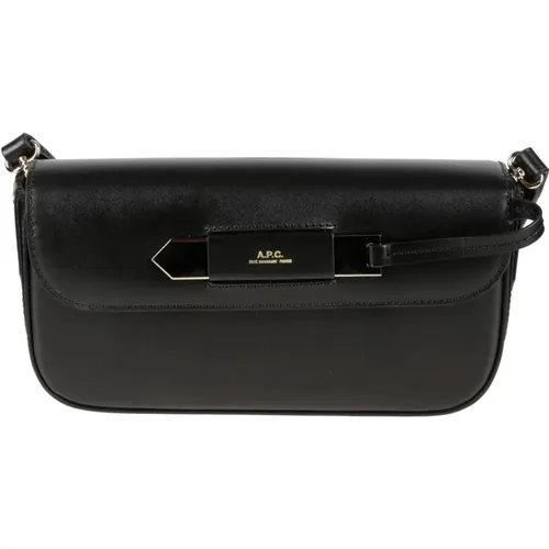 Leather Baguette Bag with Golden Arrow Detail , female, Sizes: ONE SIZE - A.p.c. - Modalova