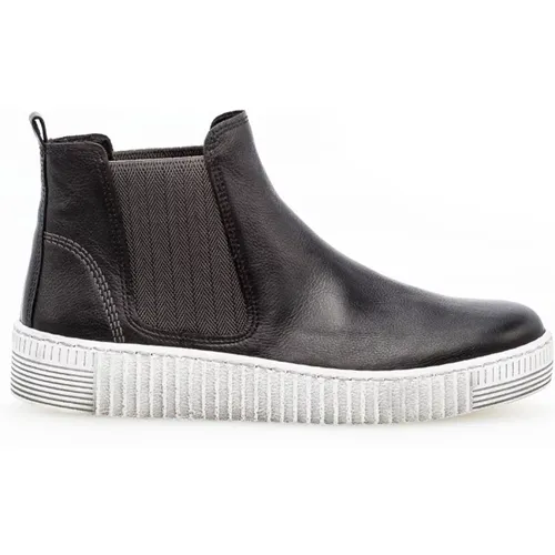 Schwarze Leder Chelsea Boots , Damen, Größe: 42 EU - Gabor - Modalova