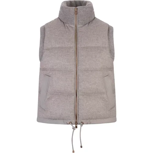 Cashmere Quilted Grey Padded Gilet , female, Sizes: M, L, XL - Agnona - Modalova