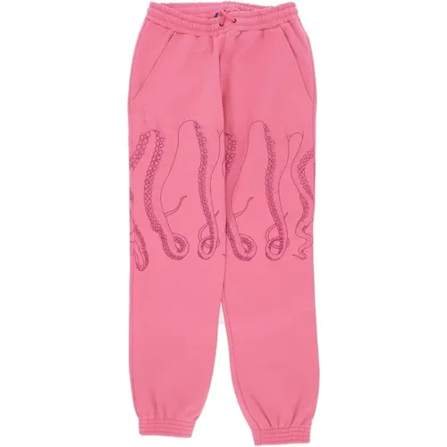 Rosa Fleece-Sweatpants mit Tentakeldruck , Herren, Größe: XS - Octopus - Modalova