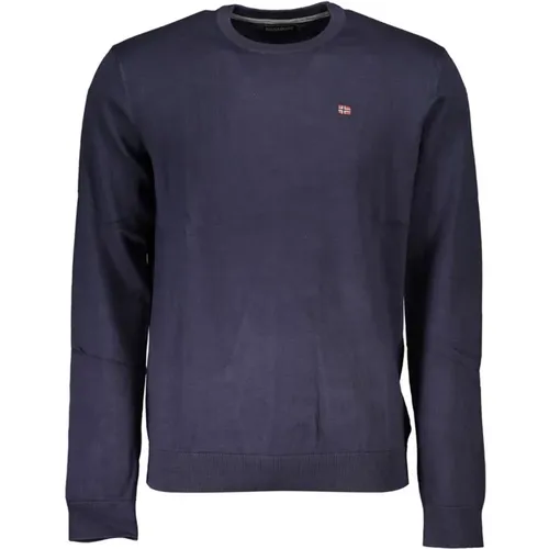 Blauer Bestickter Crew Neck Sweater , Herren, Größe: 2XL - Napapijri - Modalova