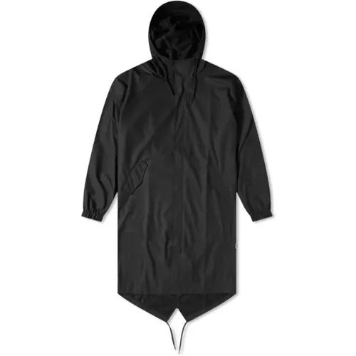 Schwarze XS Fishtail Parka mit Asymmetrischem Saum , unisex, Größe: S - Rains - Modalova