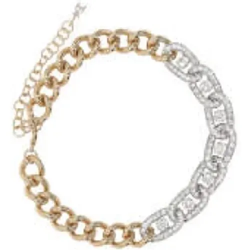 Chain Choker with Silver Insert and Clear Crystals , female, Sizes: ONE SIZE - Amina Muaddi - Modalova