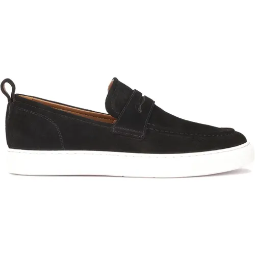 Schwarze Wildleder-Slip-On-Sneaker mit kontrastierender Sohle , Herren, Größe: 45 EU - Kazar - Modalova