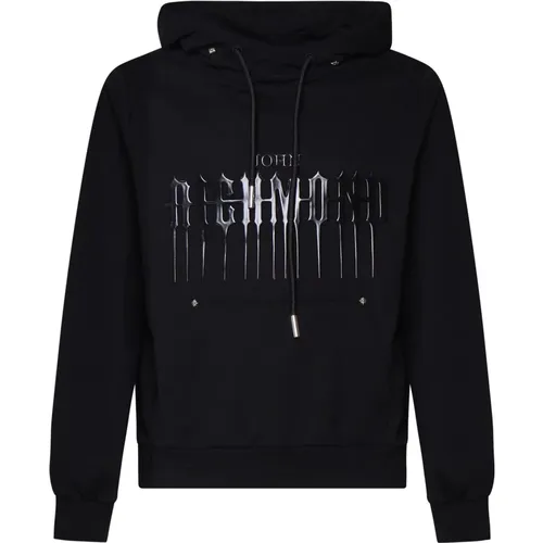 Cotton Hooded Sweatshirt with Front Print , male, Sizes: L, M, XL, 2XL - John Richmond - Modalova