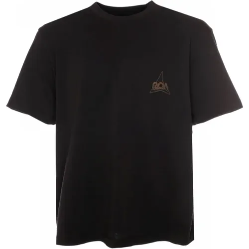 Grafik T-Shirt Kurzarm,Grafisches T-Shirt mit Rückendruck,Halbarm Baumwoll T-Shirt mit Logo-Druck - ROA - Modalova