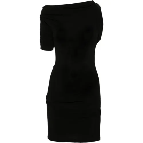 Schwarzes Asymmetrisches Hals-Twist-Kleid , Damen, Größe: M - Jacquemus - Modalova