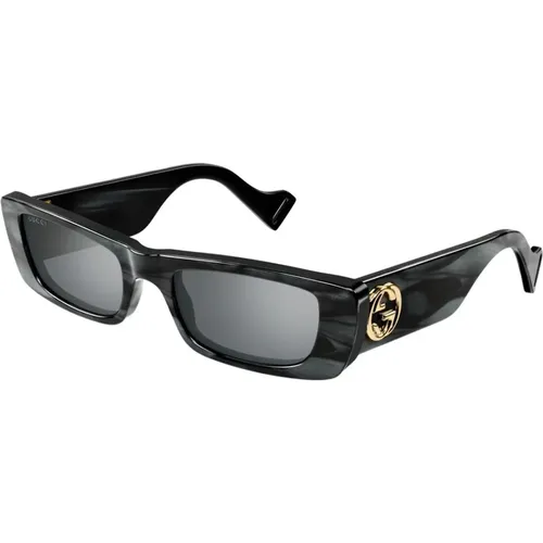 Narrow Rectangular Sunglasses with Precious Mother-of-Pearl Finish , unisex, Sizes: 52 MM - Gucci - Modalova