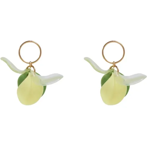 Acryl Blumen Ohrringe Gold Hoops , Damen, Größe: ONE Size - Malababa - Modalova