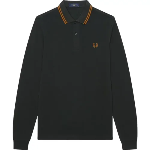 Langärmeliges Twin Tipped Polo Nachtgrün , Herren, Größe: S - Fred Perry - Modalova