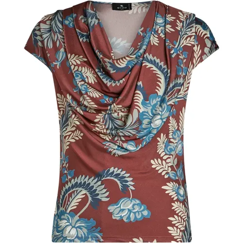 Burgundy Floral Foliage Print Top , female, Sizes: M - ETRO - Modalova