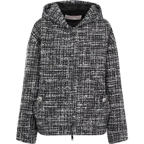 Double Tweed Hoodie in Grey , female, Sizes: XS - Valentino - Modalova