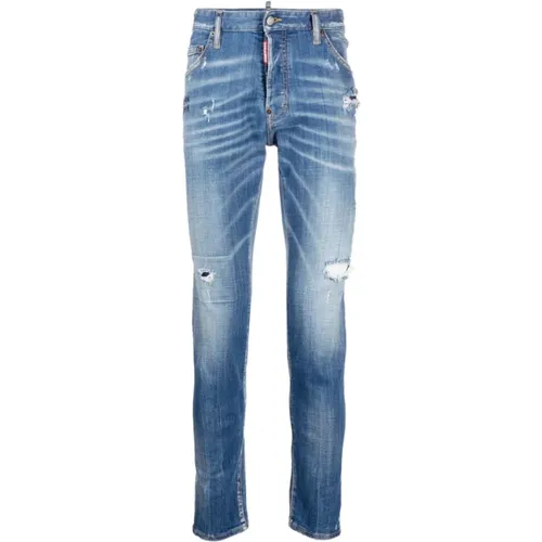 Blaue zerrissene Skinny Jeans , Herren, Größe: XL - Dsquared2 - Modalova
