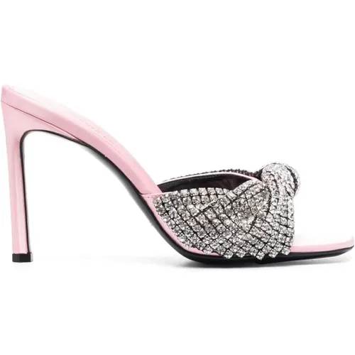 Rose Pink Crystal Mules , Damen, Größe: 38 1/2 EU - Sergio Rossi - Modalova