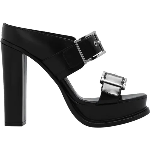 Leather Platform Mules , female, Sizes: 6 UK, 7 UK, 3 UK, 4 1/2 UK, 5 UK, 4 UK - alexander mcqueen - Modalova