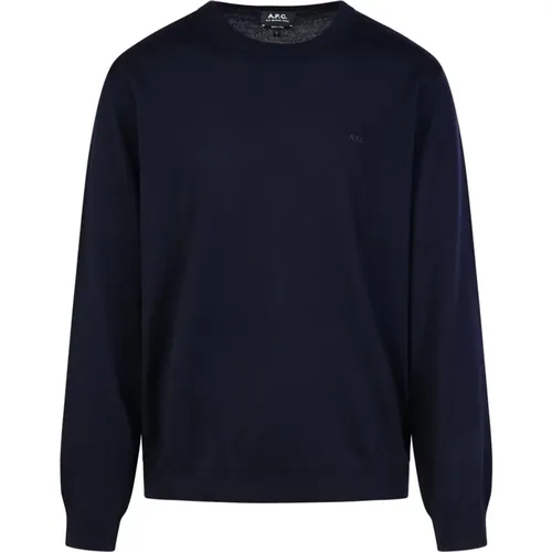 Navy Wollpullover mit Logo , Herren, Größe: M - A.P.C. - Modalova