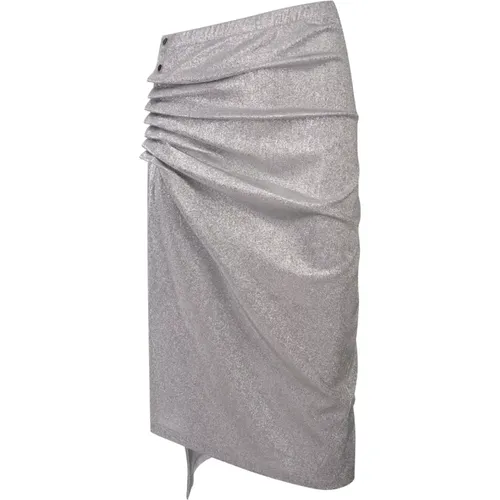 Silver Lurex Asymmetrical Midi Skirt , female, Sizes: S, XS, 2XS - Paco Rabanne - Modalova