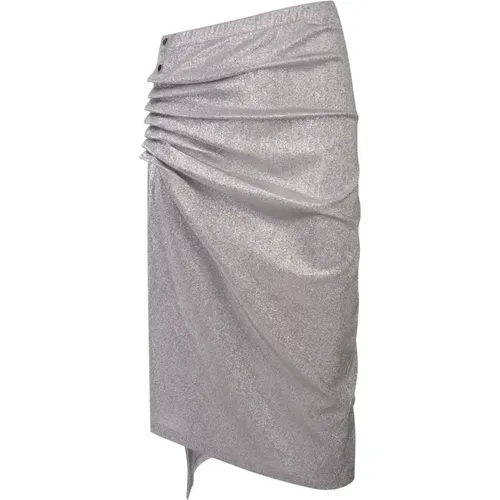 Silver Lurex Asymmetrical Midi Skirt , female, Sizes: S, XS - Paco Rabanne - Modalova