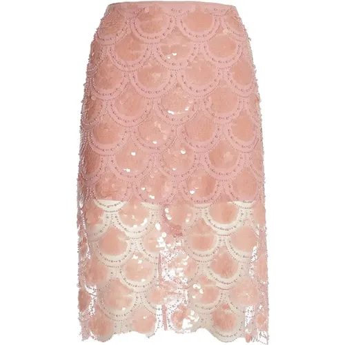 Sequins Pencil Skirt Peachskin Aw24 , female, Sizes: L, M, XL, S - Rotate Birger Christensen - Modalova