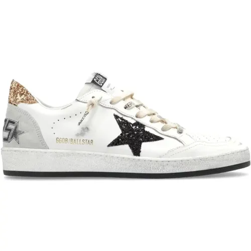 Weiße Glitzer Kuh Ballstar Sneakers , Damen, Größe: 37 EU - Golden Goose - Modalova