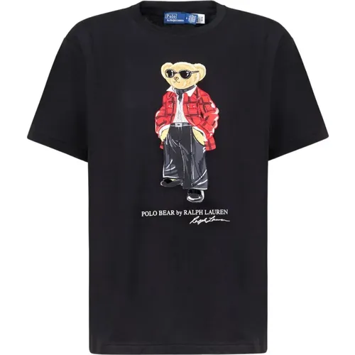 Schwarzes Baumwollbären T-Shirt , Herren, Größe: S - Polo Ralph Lauren - Modalova
