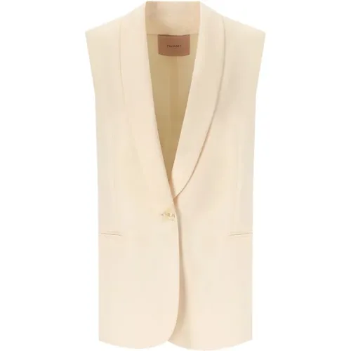 Ivory Single-Breasted Vest , Damen, Größe: S - Twinset - Modalova