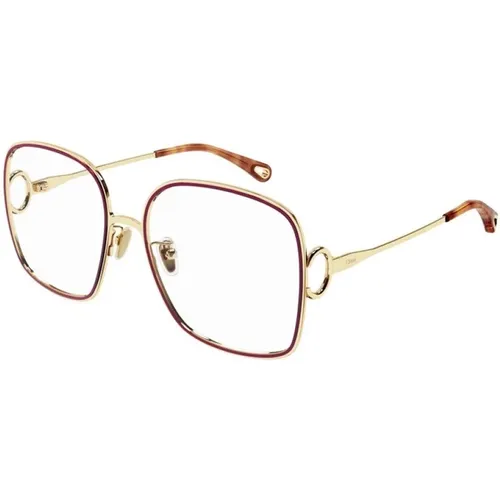 Stilvolle Brille mit goldenem Gestell , Damen, Größe: 56 MM - Chloé - Modalova