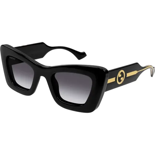 Schwarz/Grau Getönte Sonnenbrille , Damen, Größe: 49 MM - Gucci - Modalova