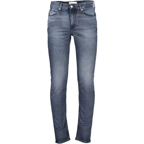 Blaue Gewaschene Baumwolljeans mit Logo , Herren, Größe: W32 L32 - Calvin Klein - Modalova