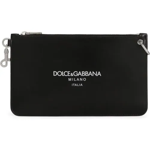 Leather Logo Print Wallet , male, Sizes: ONE SIZE - Dolce & Gabbana - Modalova