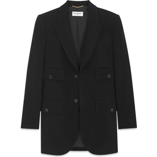 Crepe blazer , female, Sizes: L - Saint Laurent - Modalova