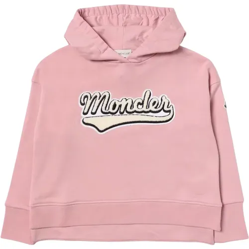 Rosa Cropped Hoodie mit Logo - Moncler - Modalova