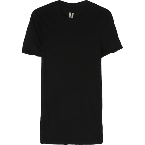 Schwarzes zweilagiges Baumwoll-T-Shirt,Oversize T-Shirt aus Bio-Baumwolle - Rick Owens - Modalova