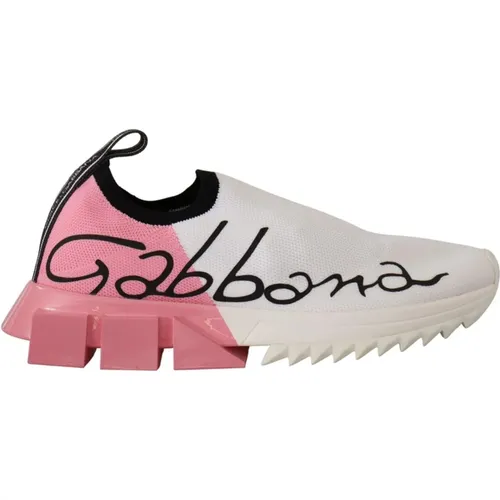Pink Slip-On Sneakers , female, Sizes: 2 UK - Dolce & Gabbana - Modalova