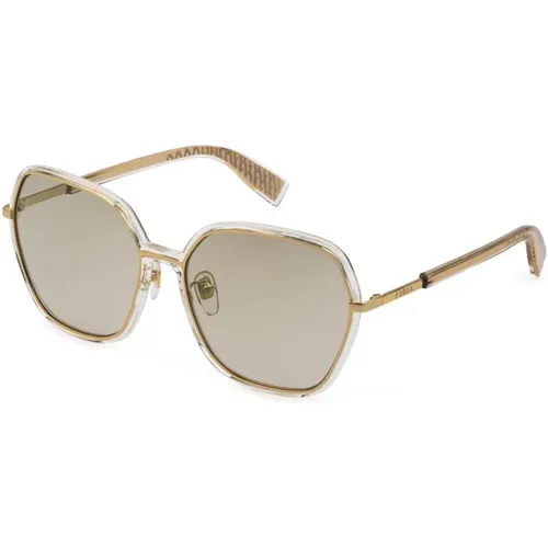 Goldene Metallsonnenbrille mit Grauen Gläsern - Furla - Modalova