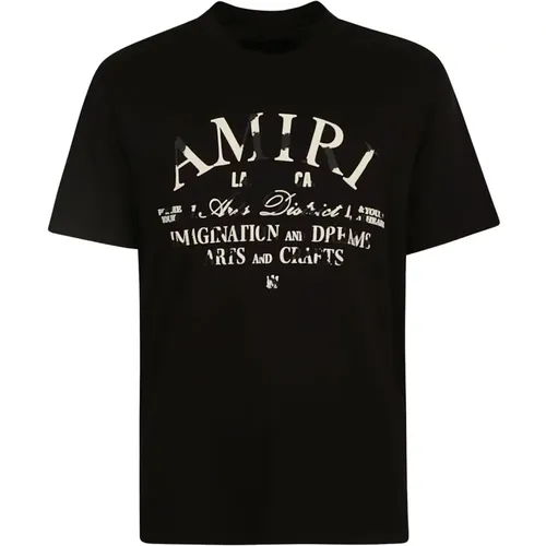 Schwarzes T-Shirt mit Logo-Print am Ausschnitt , Herren, Größe: M - Amiri - Modalova