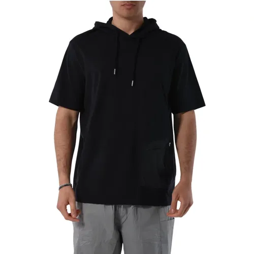 Cotton Hooded T-shirt with Front Pocket , male, Sizes: S - Armani Exchange - Modalova