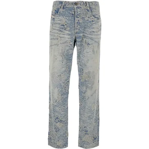 Blaue Denim Jacquard Destroy Fit , Herren, Größe: W30 - Diesel - Modalova