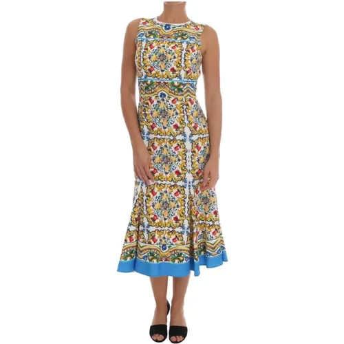 Majolica Print Sheath Midi Kleid,Midi Dresses - Dolce & Gabbana - Modalova