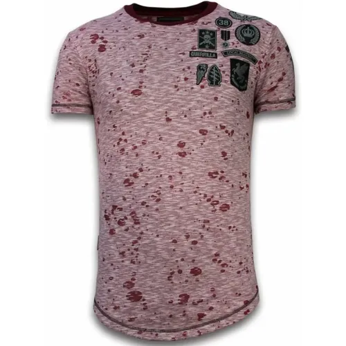 Longfit Asymmetric Embroidery - T-Shirt Patches - Guerrilla , male, Sizes: 2XL, L, S, XL, M - Local Fanatic - Modalova