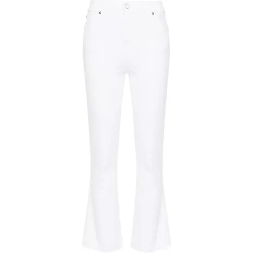 Weiße Slim Kick Jeans mit Distressed Saum , Damen, Größe: W30 - 7 For All Mankind - Modalova